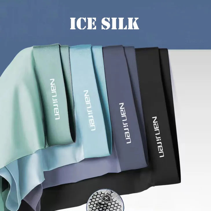 4pcs Boxer Shorts.   Men's Ice Silk Underwear, Breathable, Sexy, Thin, U Convex  Boxers,  L-6XL