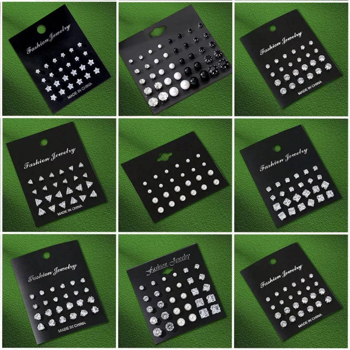 12 Pairs OF  Stainless Steel Stud Earrings with Gemstone Buds Round, SQUARE, SHAPE CHOICES. Unisex Fashion Jewelry Gifts