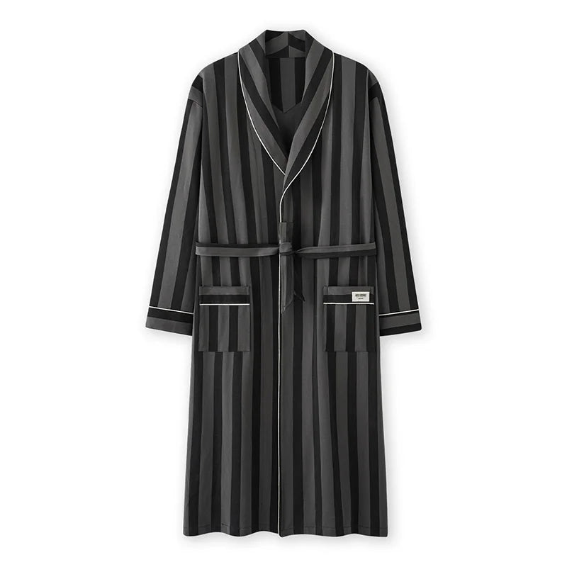 Spring Autumn Striped Bathrobe Lover,  Cotton,  Sleep Top,Kimono Robes For Male /Female Robes Long Bath Robe , Bride Robe,  Dressing Gown