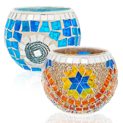 Mosaic Glass Candlestick, Confession Props, Folding Line, Blue, Green, European Style,