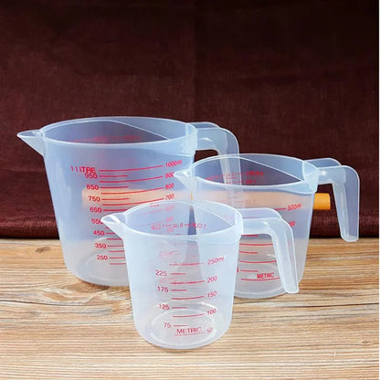 3pcs 250/500/1000ml Baking Liquid Measuring Cups PVC Scale Cup Plastic Measuring Volume Beaker Kitchen Baking Tools