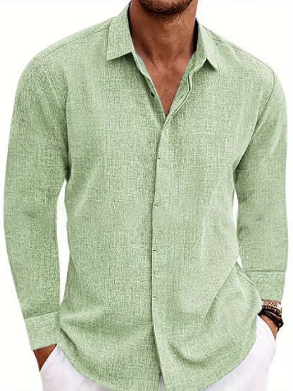 Men's Linen /Cotton Long-sleeved shirt,  Loose Undershirt,  Solid Colors,  plus Great FATHERS DAY Gift!!!