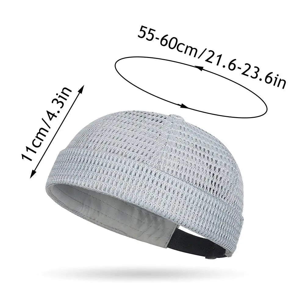 New Mesh Breathable Brimless Melon Skin Hat for  Summer.   Ultra-Light,  Adjustable Docker Beanie Hat,  ONLY DARK GREY and BLACK are Available.