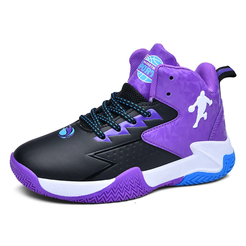 Children‘s Basketball Shoes, Non-slip, Breathable Basketball Training Sneakers,  Lace-up Boys Girls Basketball  Athletic Shoes