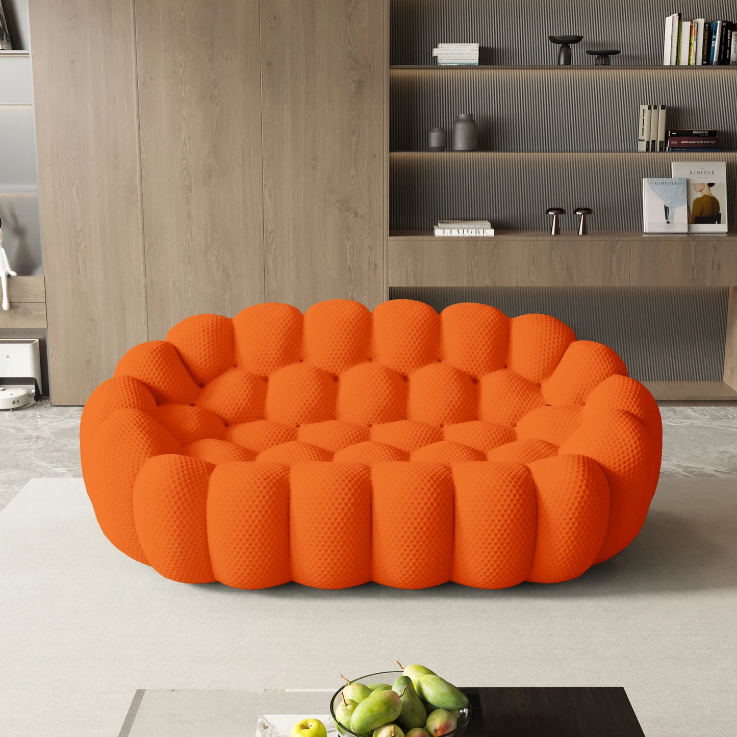 78'' Modern Curved Boneless Sofa.  Comfy,  3D Knitted Fabric in 5 colors.   Loveseat Couch,  Football-Shaped Lazy Floor Sofas for Living Room