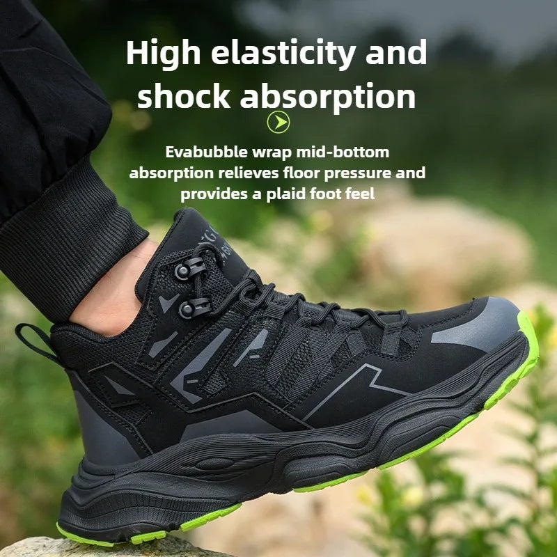 Lightweight Durable Safety Boots,  Anti-Smash and   Anti-Puncture .  Comfortable Breathable Work Shoes for Outdoor Use
