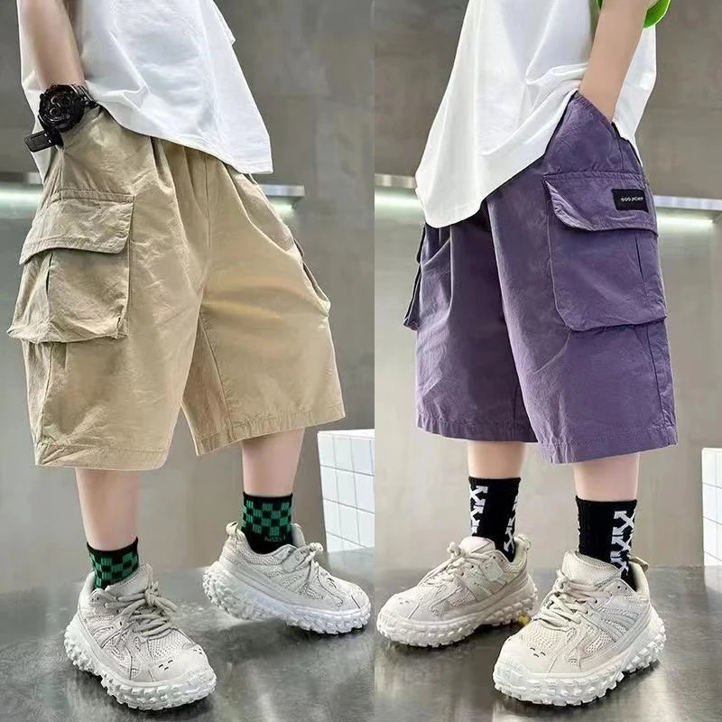3-14 Years New Fashion Summer Boys Shorts,  Cotton , Big Pockets,  Half Trousers For Kids, Outdoor Sport Pants