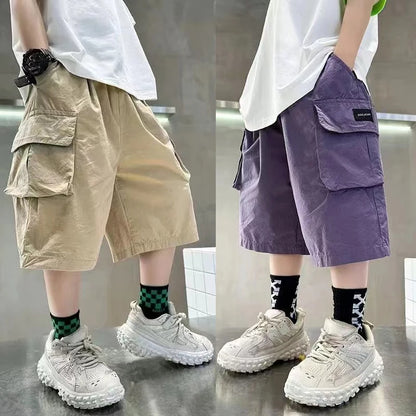 3-14 Years New Fashion Summer Boys Shorts,  Cotton , Big Pockets,  Half Trousers For Kids, Outdoor Sport Pants