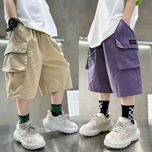 3-14 Years New Fashion Summer Boys Shorts,  Cotton , Big Pockets,  Half Trousers For Kids, Outdoor Sport Pants