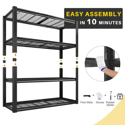 Sturdy 4-Shelf Garage Storage Unit, Supports Up to 2240 Pounds - Dimensions: 40" Wide X 19.5" Deep X 59.5" High