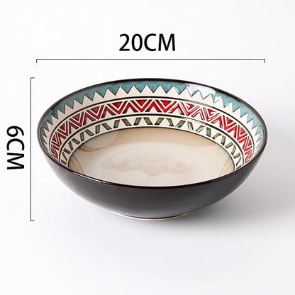 Japanese rural ceramic tableware Vine leaf soup bowl Lamian Noodles bowls Hot vegetable bowls Cover and pour rice bowl bowl set