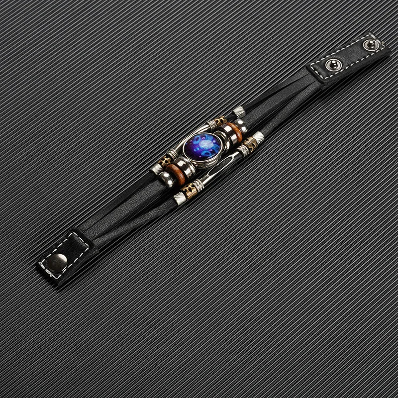 Constellations Luminous Leather Bracelet,  Retro Multi-layer Beaded Leather Bracelet,  Jewelry Gifts for Men /Women /Couples.  The Zodiac signs  numbers are all. Pretty Low so if you need some gifts, do hurry!!!