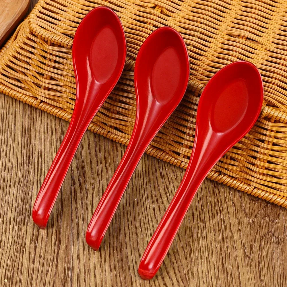 1/5/10pcs Plastic representation of traditional Porcelain Spoons for  Japanese Rice, Dumplings, Porridge,Soup.