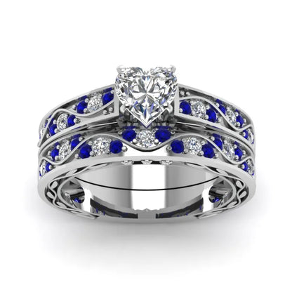 Fashion Couple Rings Men's CZ Stainless Steel Ring, Womens  Heart Cut Crystal Rhinestones Ring Set Wedding  Annniversary, Engagement Jewelry