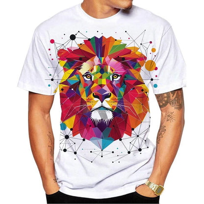 New Fashion Men's and Women's,  Kids O Neck 3D HD Printed Geometric Lion Pattern T-shirt.   Street Style,  Unisex Fashion Top 100-6XL