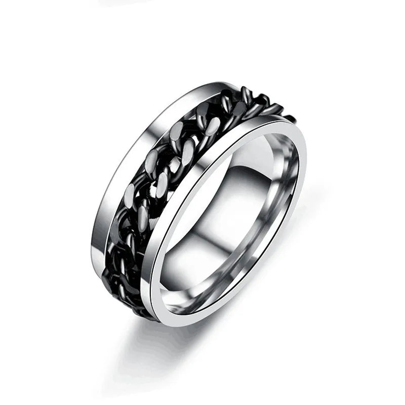 Spinning Anxiety Rings Free Shipping Items For Men Titanium Steel Rotatable Chain Fidget Joint Ring Jewelry Anillos De Hombres