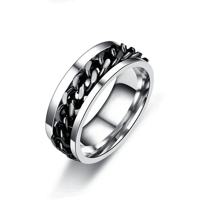 Spinning Anxiety Rings Free Shipping Items For Men Titanium Steel Rotatable Chain Fidget Joint Ring Jewelry Anillos De Hombres
