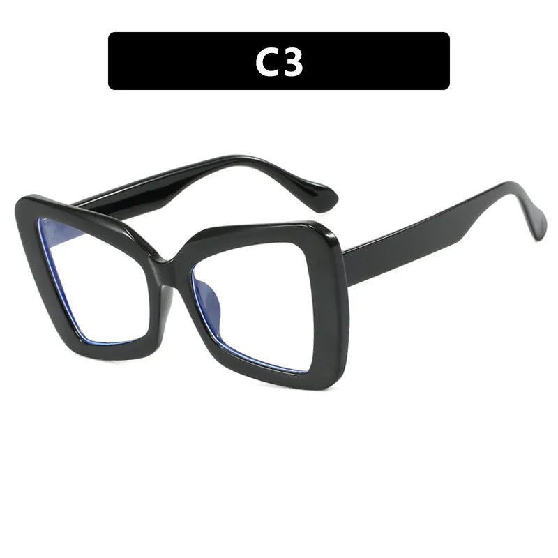 New Large-Frame Polygonal Irregular Flat-Frame Glasses.   Fashion Women's Butterfly Frame.  Glasses with   Anti-Blue Light.
