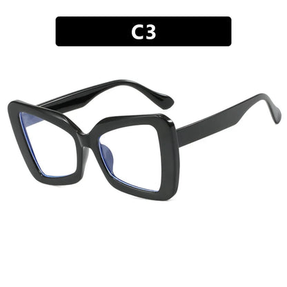 New Large-Frame Polygonal Irregular Flat-Frame Glasses.   Fashion Women's Butterfly Frame.  Glasses with   Anti-Blue Light.