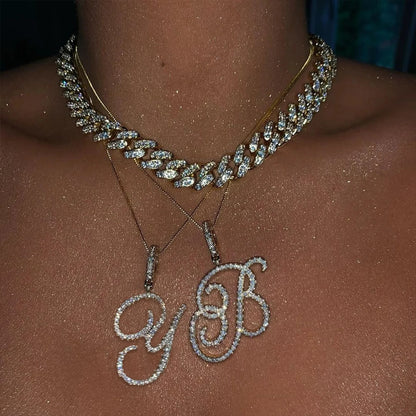 New A-Z Cursive Initial Letter Name Pendant Necklace For Women.  Great MOTHERS DAY  Gift!!! Simple Rope Chain Letter Necklace.