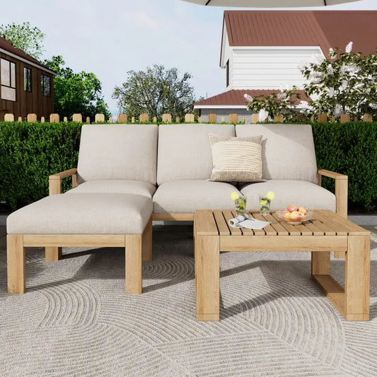Outdoor 3-piece courtyard sofa set, garden table and chair, outdoor sofa
