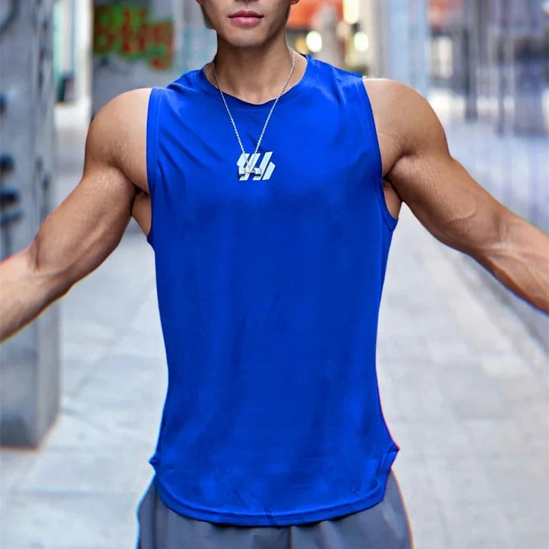 Summer Gym sleeveless T-shirt,  High Quality mesh Shirt, Mens  Tank Tops,  running,  fitness Sports