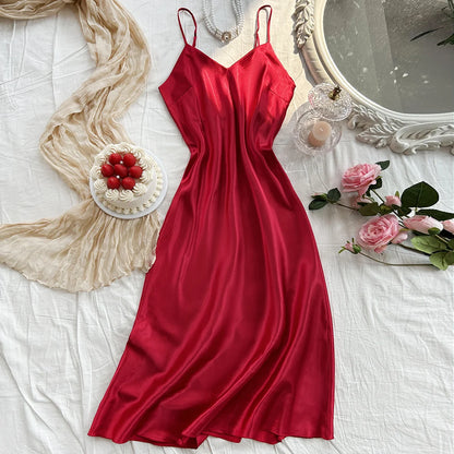 Elegant Women's Nightdress.   Sexy,  Comfortable Long Slip Dress Solid Color.