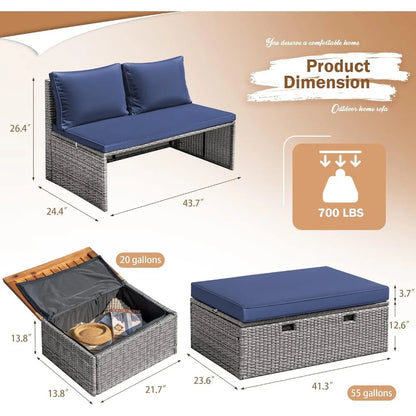 Patio/ Day Bed /Outdoor Daybed Set,  Multifunctional Rattan Lounge with 2 Side Tables for Backyard Porch,  Poolside,  Lawn, Beach