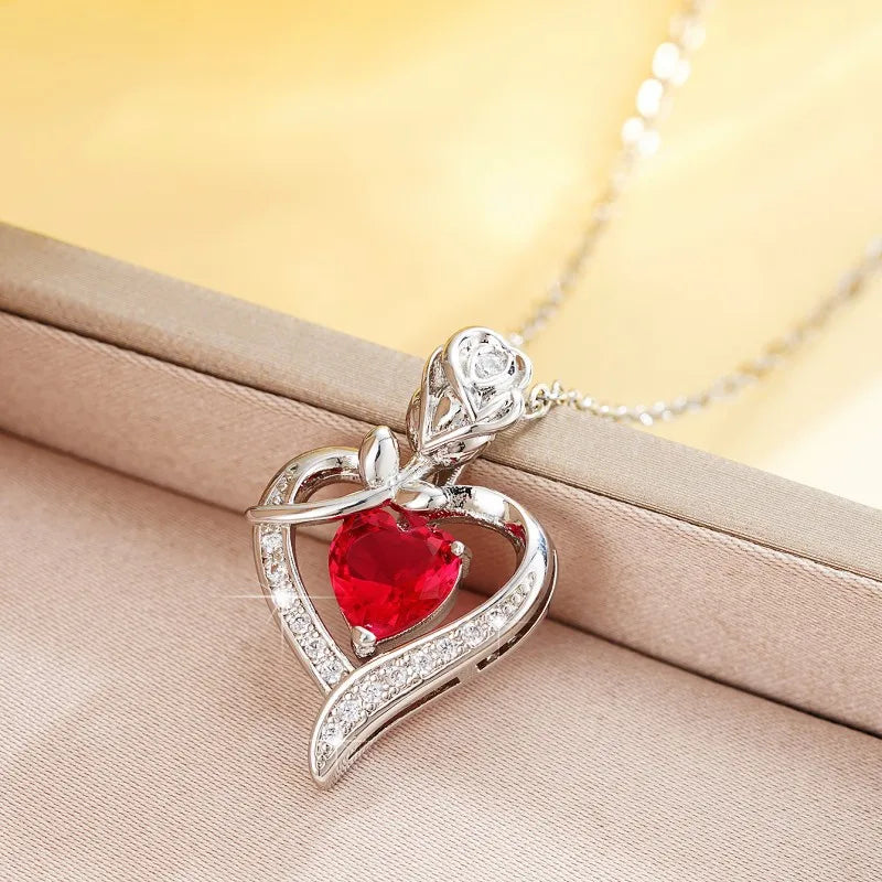 Elegant Style Heart shaped Pendant Necklace.  Hollow Design Mother's Day Gift.