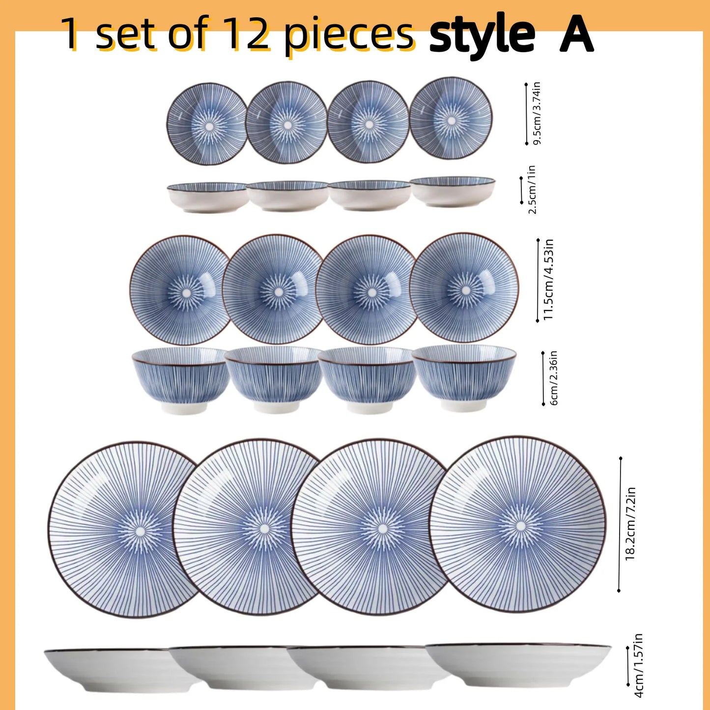 Japanese - style blue and white hand - painted 4.5 - inch ceramic bowl, retro - style rice bowl for home use.