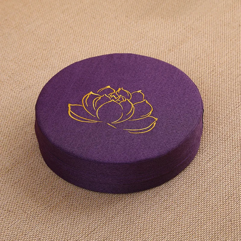 40X6CM Yoga Meditation Linen Cushion Hard Lotus Texture Meditation Cushion Backrest Pillow,   Removable Washable