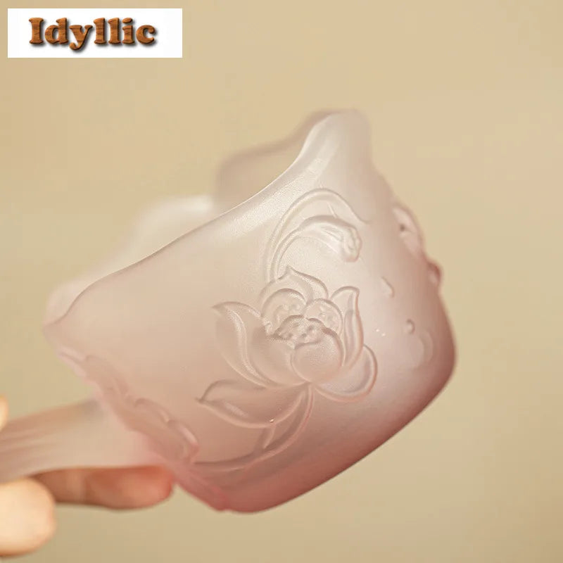 200ml Glass Moonlight Over The Lotus Pond Side Handle Tea Pitcher Tea Divider,  Dispenser
