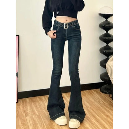 Vintage American Fleece Lined, Flared Jeans  for Women/Girls High Waist,  Long Pants, Casual Cotton Denim Jeans