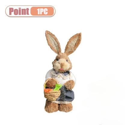 Easter Bunny Decor Fabric Craft. Cute Rabbit Figurine for Shelf Mantle Spring Home Decoration Table Centerpiece Ornament