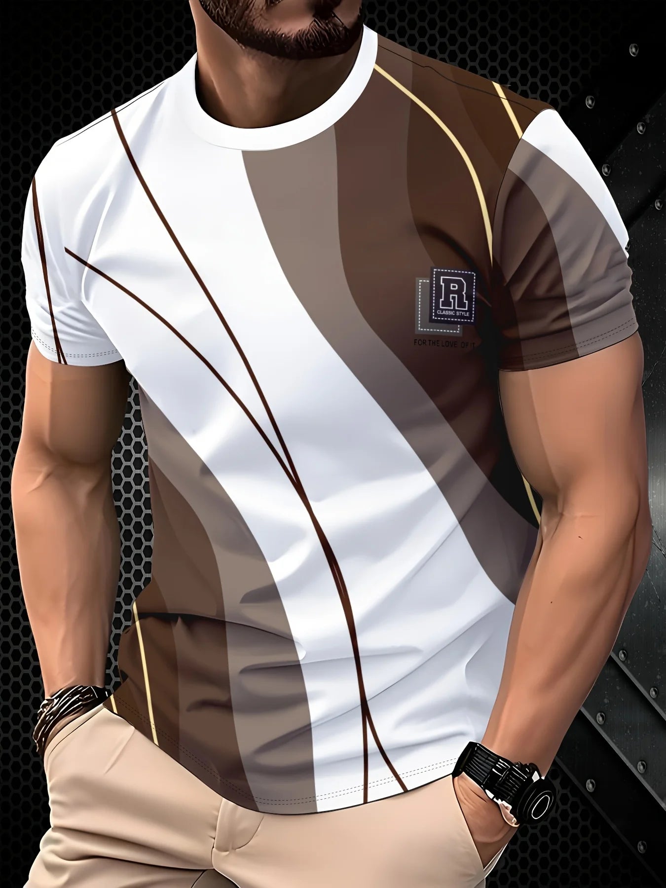 Men's Fashion 3D Printed Men's T-Shirt  with Crew Neck,  Short Sleeve for  Summer. Casual Wear, Polyester Fiber Regular,