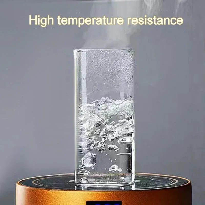 1Pcs Square,  Heat Resistant Coffee /Glass Cup With Lid and Straw, Transparent