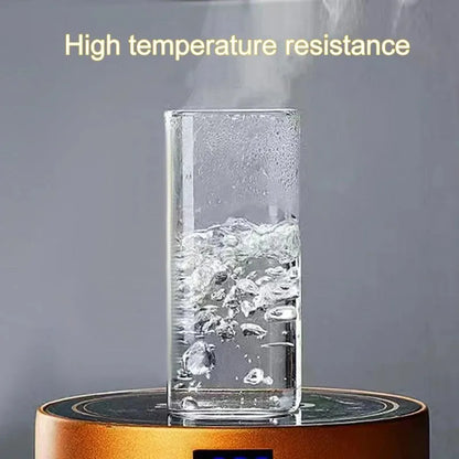 1Pcs Square,  Heat Resistant Coffee /Glass Cup With Lid and Straw, Transparent