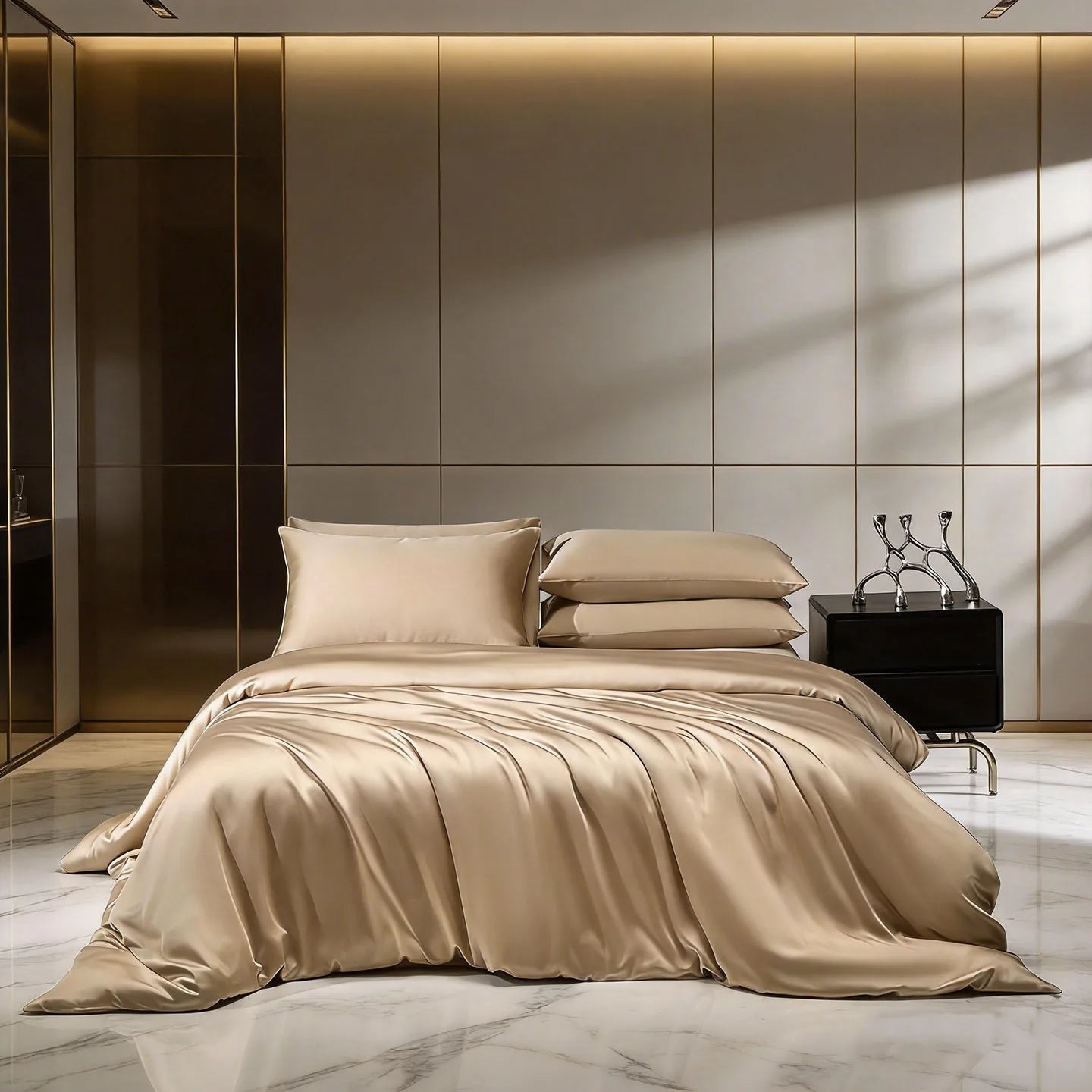 100% Mulberry Silk Bedding Set, Silk Quilt Cover Set,  Flat Sheet /Fitted Sheet,  Pillowcase Single Double King Duvet Cover Gift Box