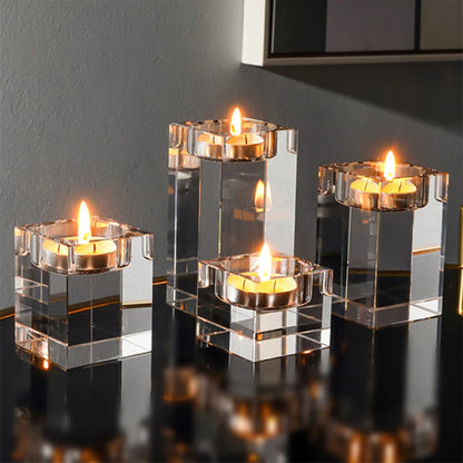 Crystal Glass Candle Holder for   Creative Dining, Home Wedding,   Table Decorations, Party, Desktop, Modern Romantic Candle