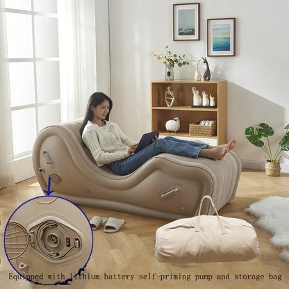 Fully Automatic Outdoor  or Indoor Portable Inflatable Lazy Sofa, PVC Air Cushion, Simple Lounge Chair, 170x63x68cm