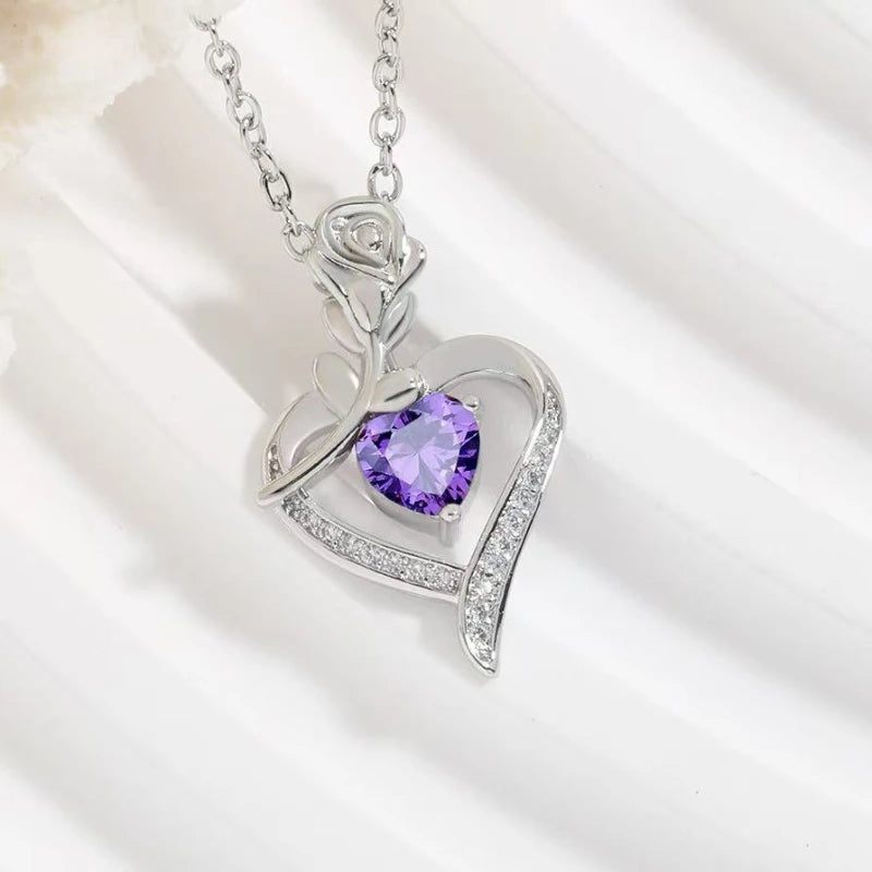 Elegant Style Heart shaped Pendant Necklace.  Hollow Design Mother's Day Gift.