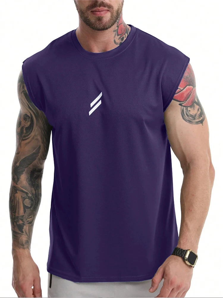 NEW Summer Fitness Sports Tank Top  for Men.  Breathable,  Loose Mesh Training,  Sleeveless T-shirt.   Quick Drying vest mens  Fitness Clothing