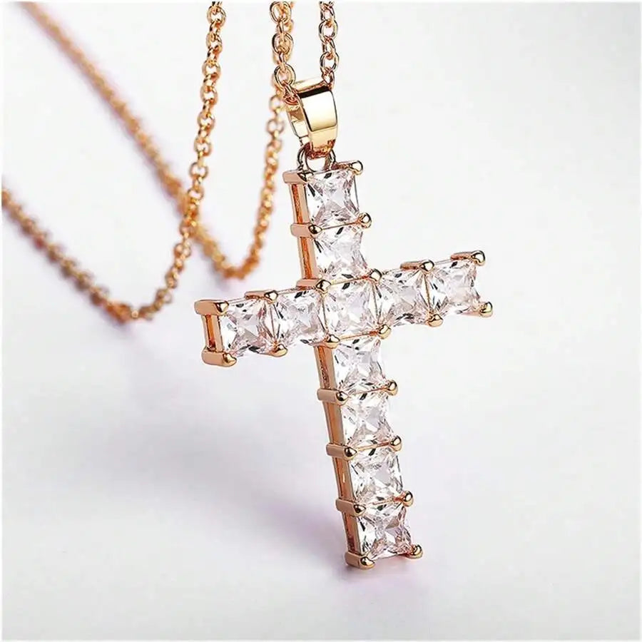 New Fashion Necklaces, Pendants,  Gold / Slver Multi Color Crystal,  Cross representing Jesus.