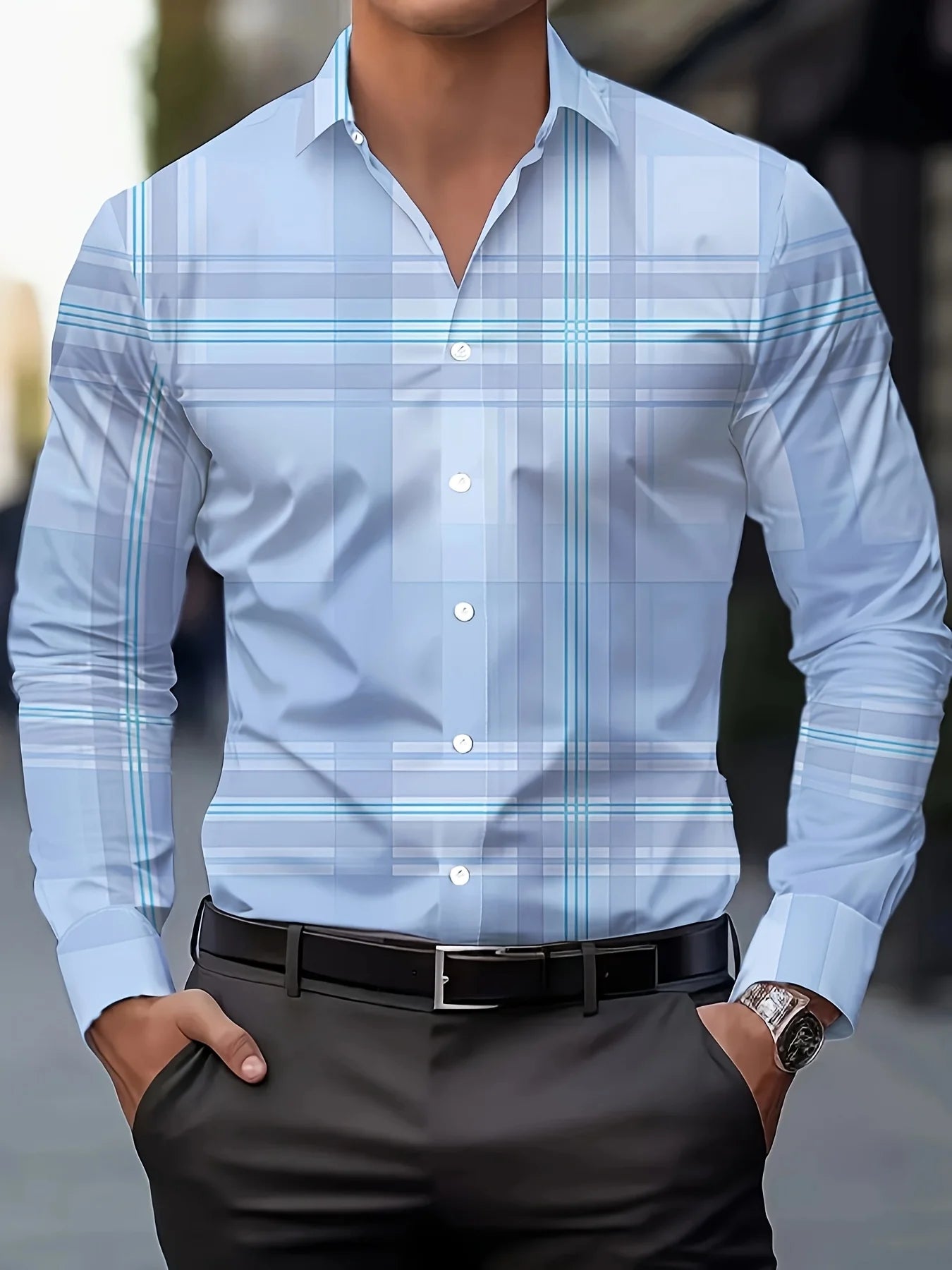 Men's Long Sleeve Dress Shirt,  Slim Fit Business/ Formal Shirt.   Classic Stripes  and Colors for  Office , Wedding Party