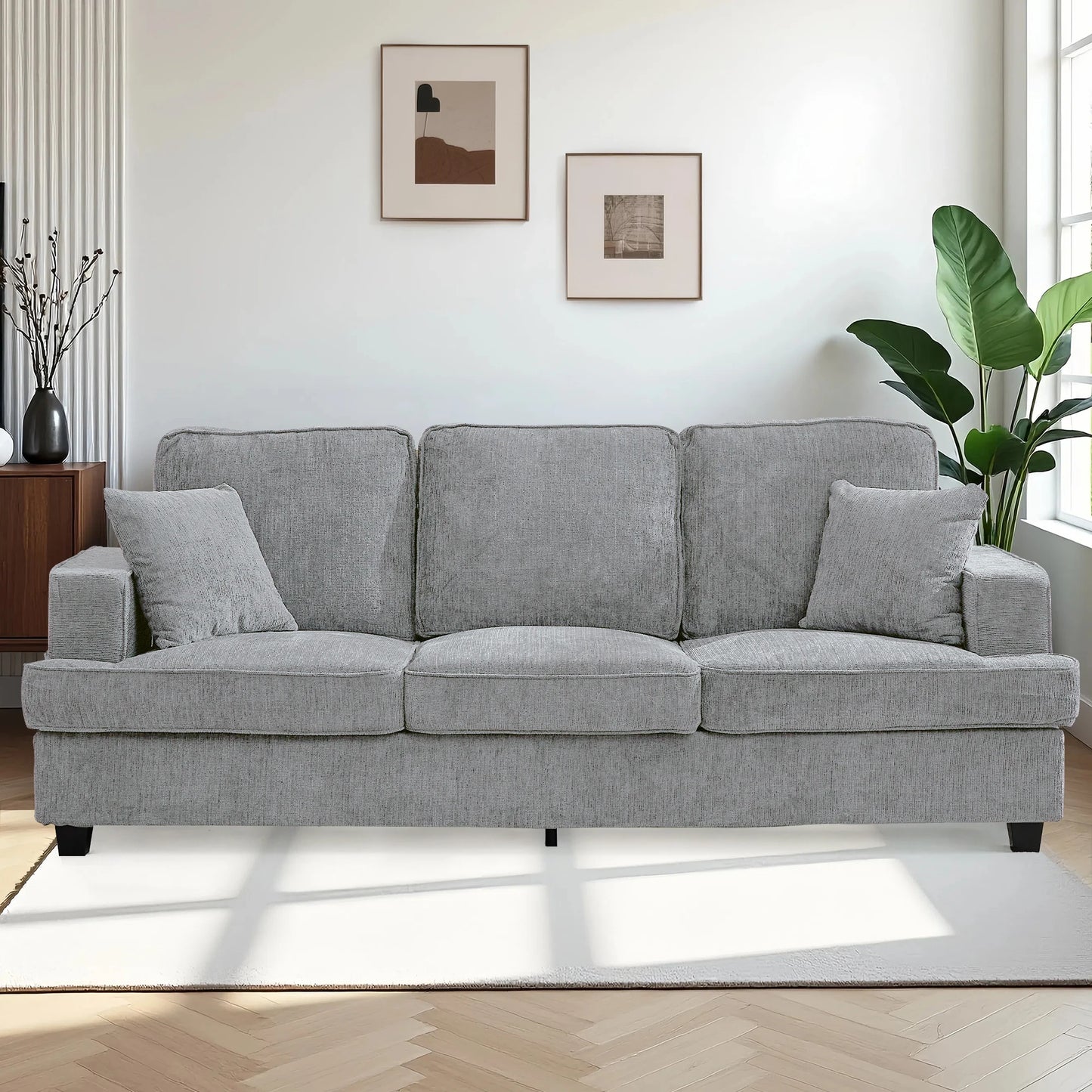 Sofa for Living Room, 89 inch Cloud Sofa in Chenile with Extra Comfy Soft Seats, Modern 3 Seater Sofas for Bedroom