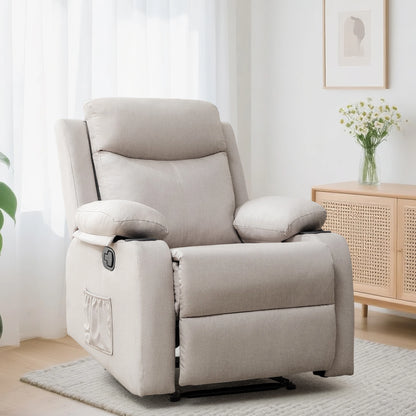 Small Recliners for Small Spaces, Reclining Manual Chair with Cup Holders and Side Pockets  for Living Room, Bedroom