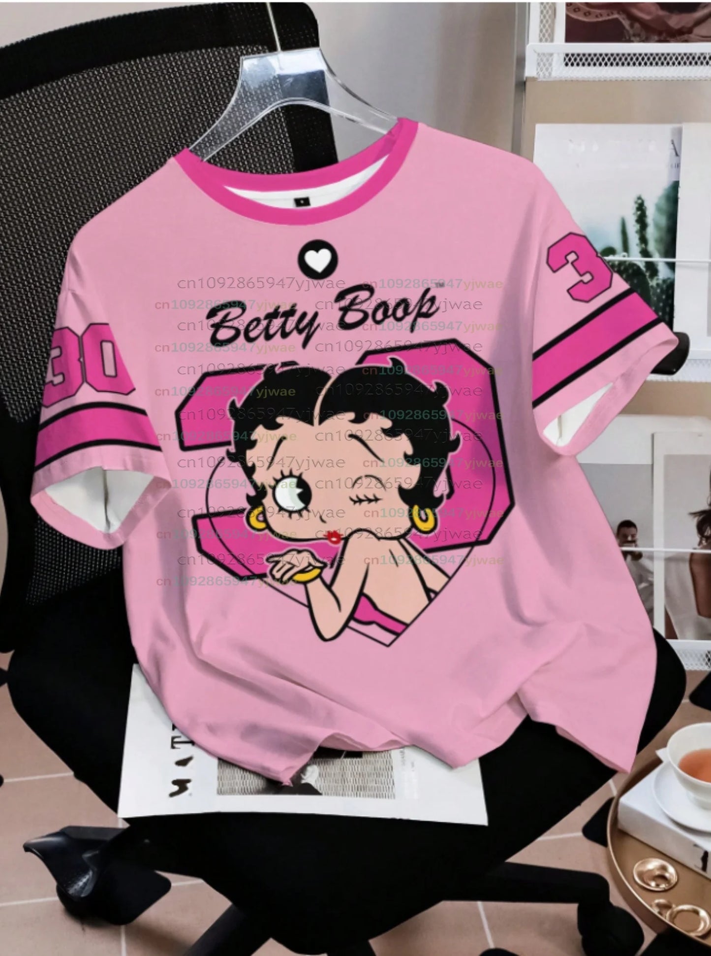 2026 Cartoon duck Betty Boop  Print.  UNISEX short Sleeve T-Shirt, Casual 3d Print,  Transitional tops from Summer to fall. Sport Tops/ T-shirt