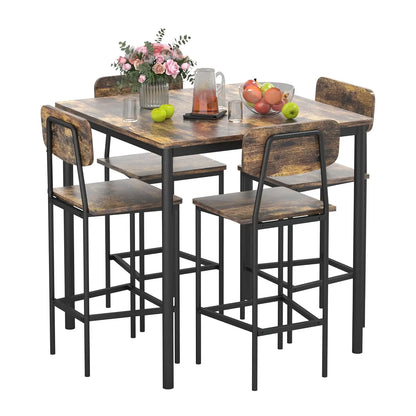 Kitchen Table and  4 Chairs, 5 Piece Dining Table Set, Sturdy,  Industrial Space -Saving, Dinette Set for Pub, Family, Customized