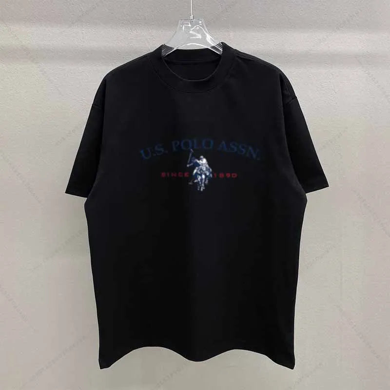 Simple Style Men's Cotton T-shirt  with Polo Letters of Graphic Printing.  Casual Round Neck Men's Short-sleeved Top.  Free Shipping