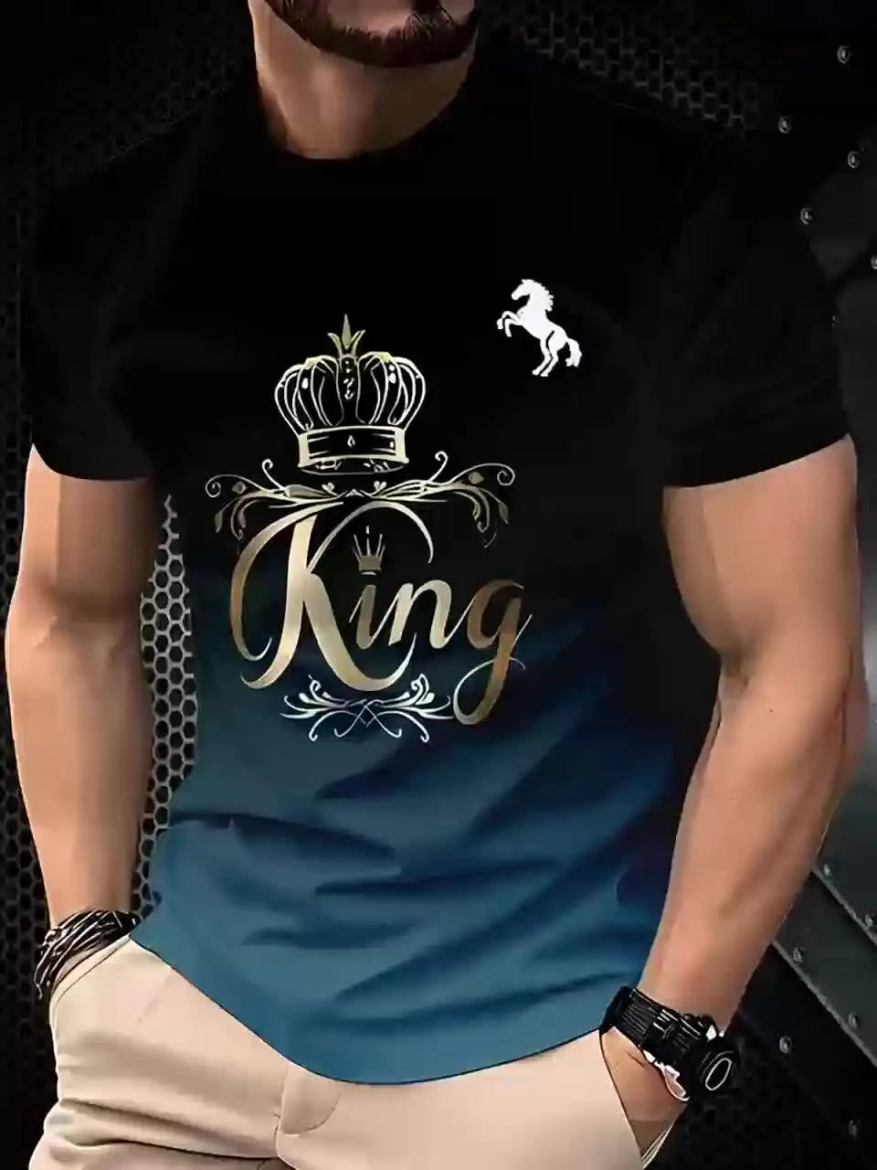 Men's Fashion 3D Printed Men's T-Shirt  with Crew Neck,  Short Sleeve for  Summer. Casual Wear, Polyester Fiber Regular,